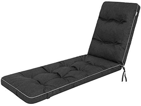 Sales Core Sitzkissen Sonnenliege Liegestuhlkissen |Schwarz - 201 x 55 x 8 cm| Stuhlkissen Outdoor Liegestuhl Gartenliege Kissen Klappbar Auflage Liegestuhlauflage Stuhl Schaukelstuhl Sonnenbank