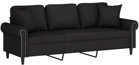 vidaXL 3-Sitzer-Sofa mit Zierkissen Schwarz 180 cm Samt