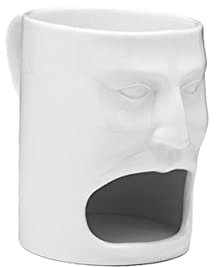 IMIKEYA Face Shape Ceramic Cookies Mug Biscuit Holder White Ceramic Cup for Coffee and Tea