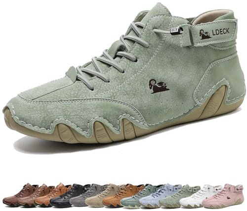 Italienische handgefertigte hohe Lederstiefel, atmungsaktive Chukka-Stiefel for Herren mit Schnürung, leichte, rutschfeste Outdoor-Schuhe for Wandern, Camping und Fahren ( Color : Light green , Size :