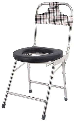 Commode Toilettenstuhl Nachtstuhl für Erwachsene Klappbarer, leichter Toilettenstuhl, zusammenklappbarer Nachttisch-Toilettenstuhl mit Rückenlehne, behindertengerechter Toilettensitzrahmen WEWYQSJXB