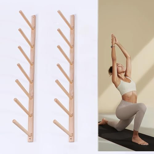 Yogamattenhalter Holz-Yogamattenhalter Wandhalterung Vertikal, 2–9-lagiger Pilates-Mattenständer für Heim-Fitnessstudio, Yoga-Studio, Yogamatten-Präsentationsständer, Lagerung der Ausrüstung ( Size :