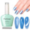 Firedeep Moonlight Blue Cat Eye Gel Nail Polish - 16ml Light Blue Holographic Shimmer UV/LED Gel Polish with Magnetic Stick