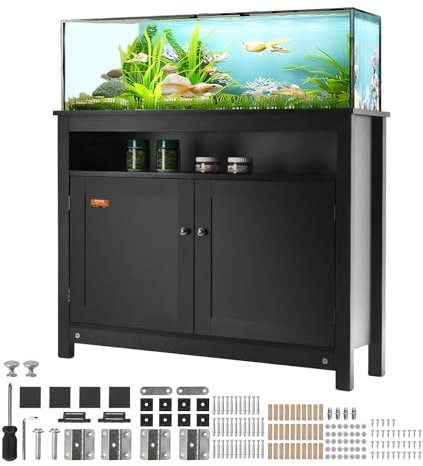 VEVOR Aquariumständer, 40 Gal Fischtankständer, 927 x 400 x 760 mm MDF Schildkrötentankständer, 152 kg Tragkraft, Reptilientankständer mit Lagerung, Schrank & Hardware-Kit, Schwarz