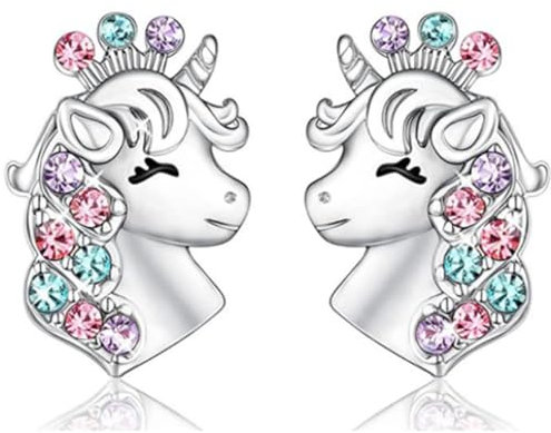 Visxcnu 925 Pendientes para niñas unicornio de Plata de ley con cierre tuerca rosca bebé