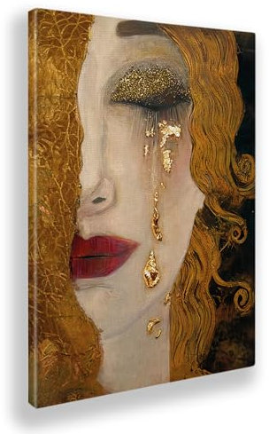 Giallobus - Gemälde - Gustav Klimt - Goldene Tränen - Leinwand mit Standardrahmen - 35L x 50l cm - Bereit zum Aufhängen - Moderne Gemälde