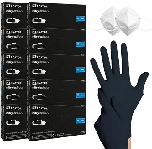 1000 Stück Schwarz HansaGT EinweghandschuheNitrilhandschuhe puderfrei, Handschuhe Einweg latexfrei, strapazierfähige reißfeste Gummihandschuhe, Einweghandschuhe für Kochen, Reinigen (M)