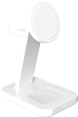 ZAGG mophie Snap Plus, 3-in-1 Drahtlose Schnellladestation [15W] für iPhone, Airpod, Apple Watch und Qi2-taugliche Geräte, Gleichzeitiges Laden, Verstellbarer Kopf, Hoch/Quer Modus, [EU] (Weiss)