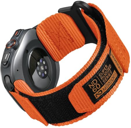 Nereides Armband Kompatibel Mit Samsung Galaxy Watch Ultra 47mm (2025/2024), Ersatzarmbänder Für Männer, Robustes Nylon Woven Loop Klettverschluss Sport Armband (orange)