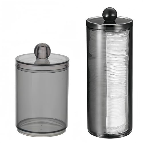 PUTOAHAO 2 Pezzi Porta Dischetti Struccanti e Cotton Fioc per Bagno, Camera da Letto (nero, B )