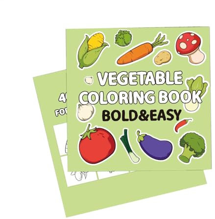 Malbuch für Gemüse, 40 Blatt, zum Ausmalen Ihres eigenen Gemüses, rustikale Cartoon-Malblätter, Vorschul-Malbuch, pädagogisch für Familienspiele