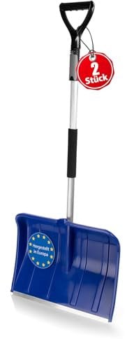 BigDean 2 Stück Schneeschaufel mit Teleskopgriff – Schneeschieber Made in Europe
