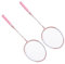 Raquette de Badminton Rose, Conception Légère en Alliage de Fer, Cadre en Forme de T avec Protecteur de Corde, Poignée Antidérapante et Housse à Faible Résistance au Vent pour