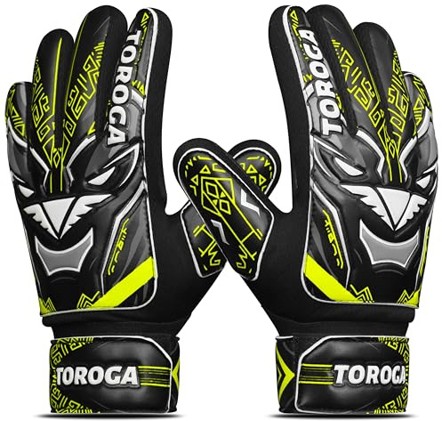 TOROGA Fotboll, målvaktshandskar för pojkar, barn ungdom fotboll målvaktshandskar med 4 mm latex vadderad handflata supergrepp palm målvaktshandskar