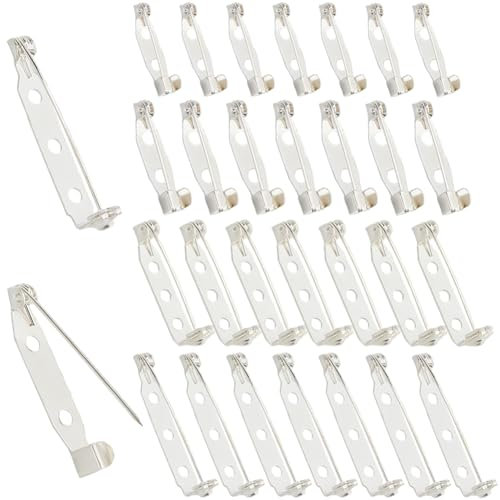 SOFPLATE 1 boîte de 120 broches de 4 styles Broches de Verrouillage Argentées Broches de Sécurité en Métal Fermoirs de Support pour Bijoux Badges Barres Étiquettes Nominatives Bricolage Fabrication D'
