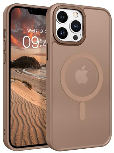 GaoBao Strong Magnetic for iPhone 13 Pro Max Case,[Compatible with MagSafe] Translucent Matte Back Slim Fit Phone Case Men Boys Women Thin Shockproof Protective Cover for iPhone 13 Pro Max,6.7,Brown