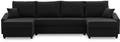 Mebligo ECKSOFA U MIT SCHLAFFUNKTION Sparta Plus BONELL Schwarz