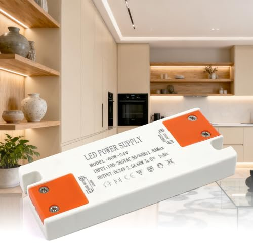 KSIBNW Transformateur 220V 24V LED Alimentation 2,5A 60W, Convertisseur de Tension 220V AC à 24V 2,5A 60W DC Adaptateur Basse Tension Transfo Constante Tension Ultra Mince Driver pour LED Bandes