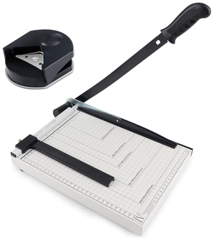 Hebelschneider Papierschneider A4 von AstraLoom – Metall, 30 cm Schnittlänge, 10 Blatt Kapazität, mit Sicherheitsschutz & Eckenrundgerät – Für Büro, Schule, Gewerbe
