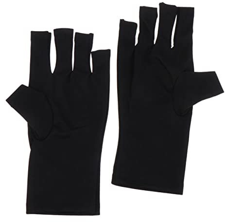 WOFASHPURET UV Protection Manicure Gloves Fingerless Gel Nail Gloves for UV Light Gel Curing Tear-Resistant Polyester Covering Hands for Salon and Outdoor Use