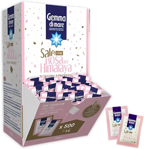 Sale Rosa dell'Himalaya Fino in Bustine Monodose - 500 x 1 Grammo - Prodotto Gourmet - Igieniche e Pratiche