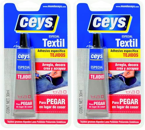 Ceys - Pegamento Textil - Adhesivo específico tejidos - Textilceys - Blister 30 ML (Paquete de 2)