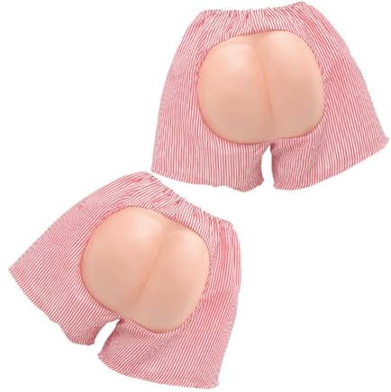 Beavorty 2 Stück Pack Lustige Fake Po Shorts aus Robustem Material Humorvolle Scherzartikel für Hochzeiten Strand und Kostümpartys