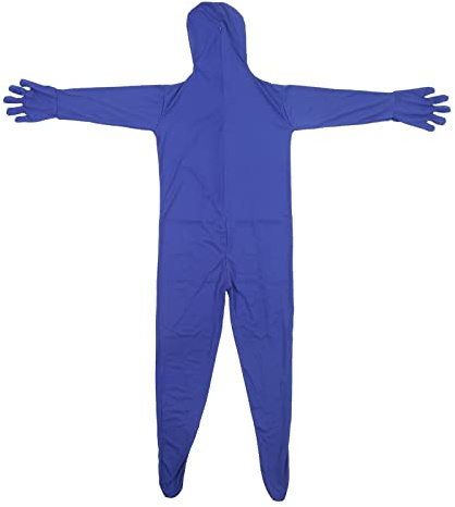 Traje de Pantalla Chroma Key, Mono para Estudio en Azul Oscuro para fotografía y grabación con Pantalla Verde, Traje de Seda de Leche elástica con Cremallera Oculta para Hombres y (160cm)