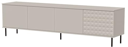 Mirjan24 TV-Lowboard Litzog 200 mit 4 Türen, Schrank für Fernseher bis zu 85 Zoll, TV-Schrank, Griffloses Öffnungssystem, Fernsehtisch, Fernsehschrank (Cashmere)