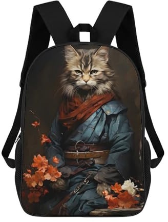 sinyumoney Japanese Noble Cat Schulrucksack, 3D-gedruckte Schultaschen, Laptop-Rucksack Für Jungen Und Mädchen, Für Kinder/Schüler/Erwachsene 17inch