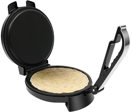 Roti-Maker,Tortilla Presse 1200W Elektrischer Edelstahl Chapati Maker,mit Doppelseitige Heizung Antihaftbeschichtung für Häuser Restaurants Dessertgeschäfte