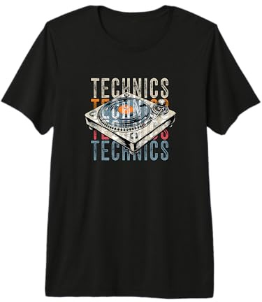 Technics DJ Turntable Vinyl Record Music Retro Premium T-Shirt