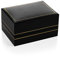 Autiga Edles Ring-Etui für 2 Ringe, Ringbox für Trauringe und Eheringe, Hochzeit schwarzes Kunstleder mit Goldkante schwarz