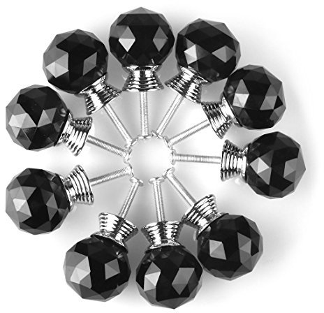 sourcingmap Schrankknöpfe Diamant-Form Kristall Glas Schublade Schrank Ziehgriff Knopf golden Kugel Kristall Schwarz 10 Stück