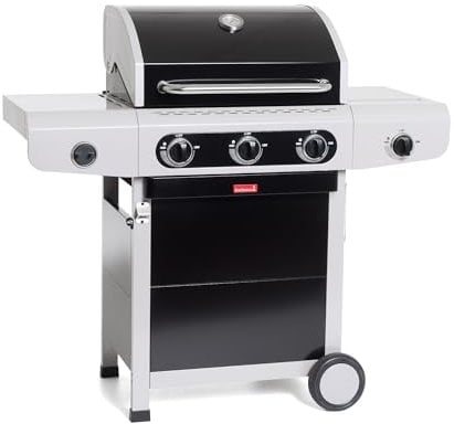 Barbecook Gasgrill-wagen mit Deckel und Grill-thermometer leistungsstark 12kW, schwarz, 124x55,7x118,8 cm