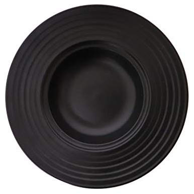 Piatto da pranzo a forma di cappello di paglia Ristorante Insalata di pasta Piatto di porcellana creativo Nero 10 pollici