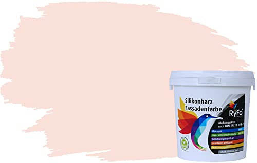 RyFo Colors Silikonharz Fassadenfarbe Lotuseffekt Trend Weißtöne Perlweiß 1l - bunte Fassadenfarbe, weitere Weiß Farbtöne und Größen erhältlich, Deckkraft Klasse 1