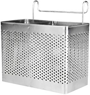 BESTONZON Soporte rectangular para palillos de acero inoxidable Colgador Cubiertos Secador Cesta Vajilla Escurridor con ganchos (compartimentos dobles)