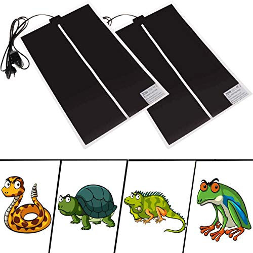 Liuer 2PCS Terrarium Heizmatten,Einstellbar Reptile Wärmekissen mit Temperaturregelung Wärmematte Terrarium Heizmatten für Reptilien Schildkröte Schlangen Eidechse Gecko Spinne Raupe(20W)