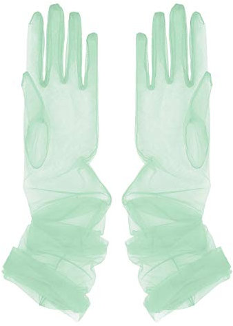 Agoky Women's Mesh Sheer See Through Elbow Gloves Stretchy 1920s Party Bridal Wedding Prom Opera Gloves Light Green One Size