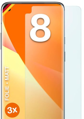 moex FlexProtect matte Schutzfolie für OnePlus 8 Displayschutz Folie matt gegen Reflexionen, Anti Reflex Handyfolie mit Sonnenschutz, Kompatibel mit jeder Handyhülle, 3 Stück