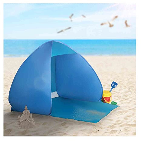 Tente de Plage Pop-up avec Protection UV 40+, Tapis de Sol rallongé, Dos refermable avec Bloc d'alimentation, idéale pour la Plage, la Piscine, Le Jardin et Les Vacances