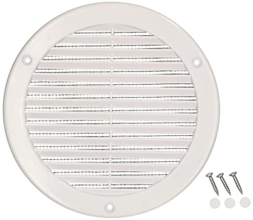 KOTARBAU® Lüftungsgitter Rund Fi 150 mm Weiß mit Insektenschutzgitter