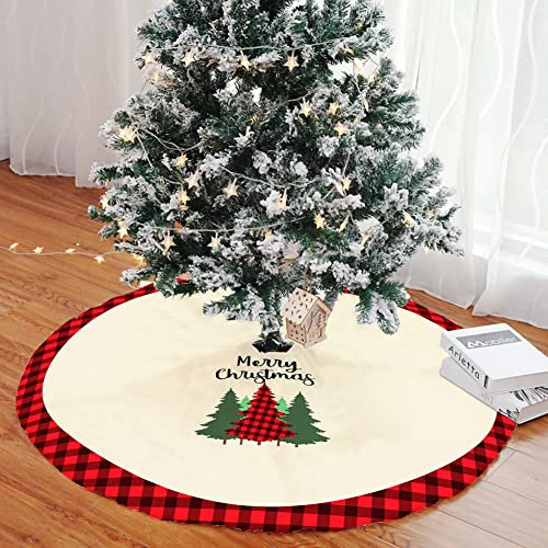 Meiju-shop Mateju Weihnachtsbaum Rock Weihnachtsbaumdecke Rund Decke Groß Christbaumdecke Christbaumständer Teppich Baumdecke Weihnachtsbaum Deko für Weihnachten Neujahr Party (Beige Baum,36inch)