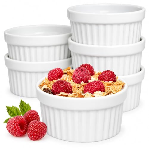 Sendez 6 Soufflé Förmchen Keramik 230 ml backofenfest hitzebeständig für Creme Brulee Muffins Quiche und Desserts