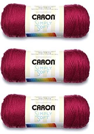 Caron Simply Soft - Filato fucsia, confezione da 3 pezzi, 170 g, acrilico, 4 medio (pettinato) - 300 m - per maglia/uncinetto