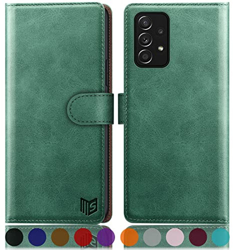 SUANPOT [RFID Schutz für Samsung Galaxy A53 5G Hülle PU Leder Handyhülle Lederhülle Klapphülle Kartenfach Flip Cover für Samsung A53 5G Handy hülle Leather Wallet Phone Case Hellgrün