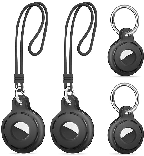 Ainiv Schutzhülle für AirTag, 4 Stück Silikon Schutzhülle für AirTag | Anhänger Schutzhülle für Airtag mit Schalllöchern und-Hakenband, Locator Tracker Abdeckung Cover Locator Keychain für Apple