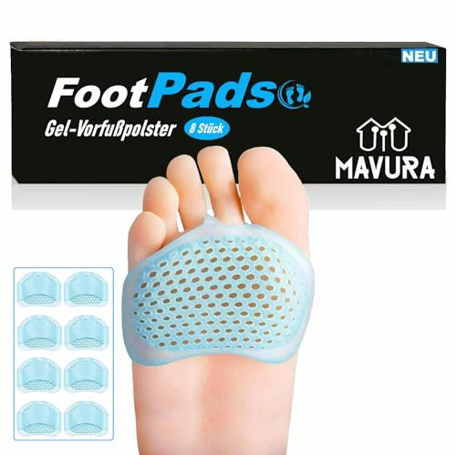FootPads Vorfußpolster Gel Fußpads Silikon Fußpolster, Vorfußschutz Ballenkissen, Ballenpolster Plattfüße Metatarsal Pads [8er Set]