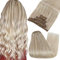 Fshine Clip in Extensions Echthaar 40cm Aschblond mit Dunkelblond bis Platinblond Haarschonende 120g 7 Stücke Hair Extension Echthaar Clip Farbe 18 22 60